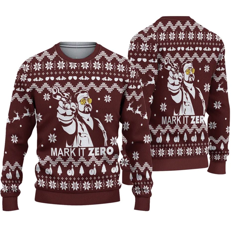 Mark It Zero The Big Lebowski Ugly Knitted Christmas 3D Sweater