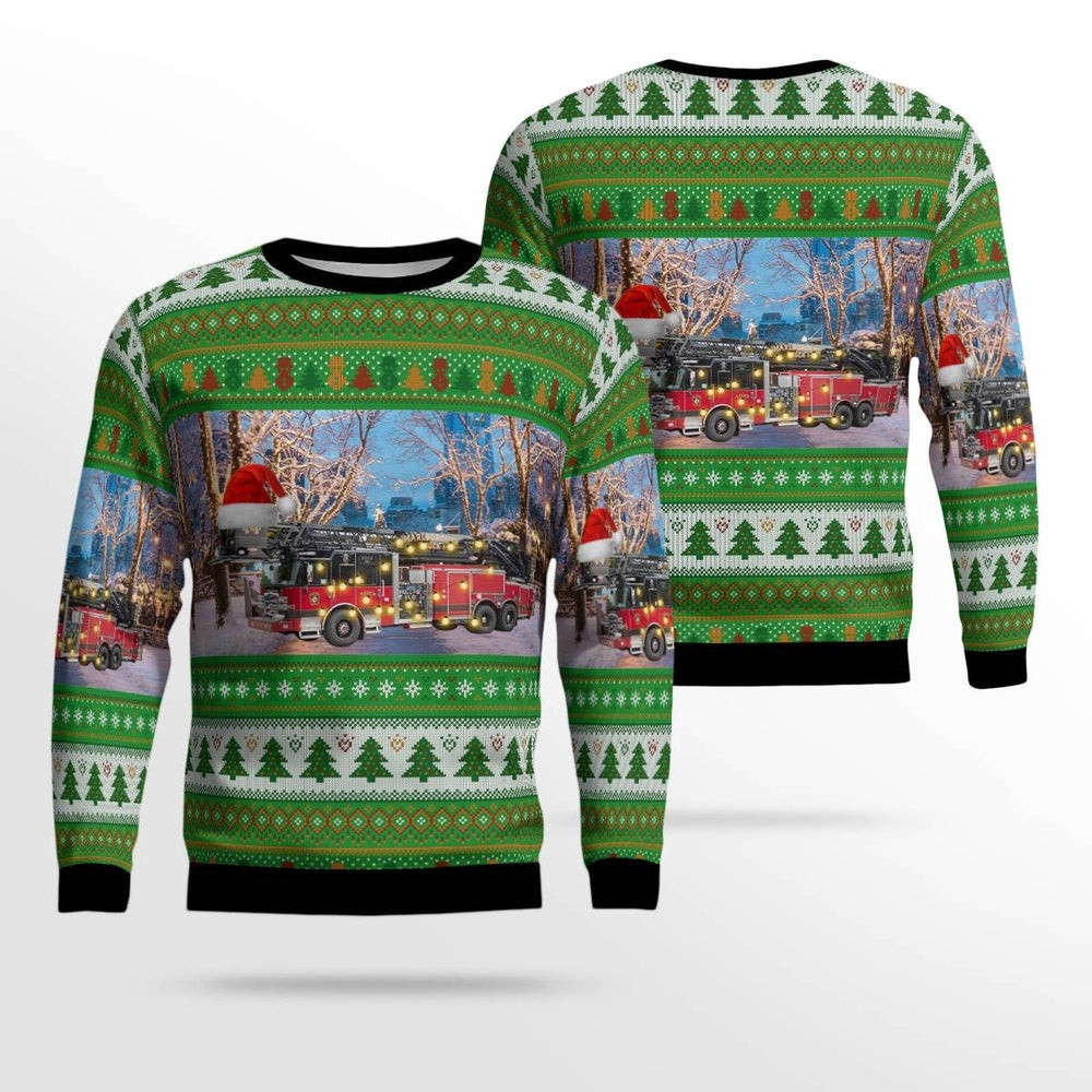 Marlborough Massachusetts Marlborough Fire Department Christmas AOP Ugly Sweater Christmas Unisex Sweaters Gift For Christmas