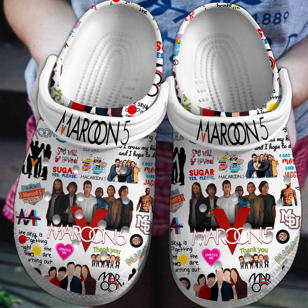 Maroon 5 Music Band Crocs Crocband Clogs Shoes Comfortable For Men Women and Kids