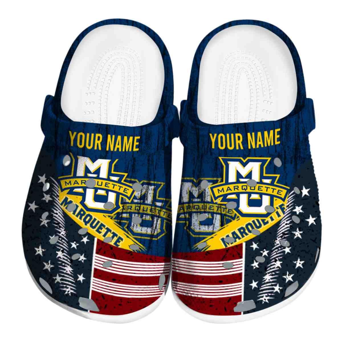 Marquette Golden Eagles NCAA Sport Crocs Crocband Clogs Shoes Comfortable For Men Women and Kids