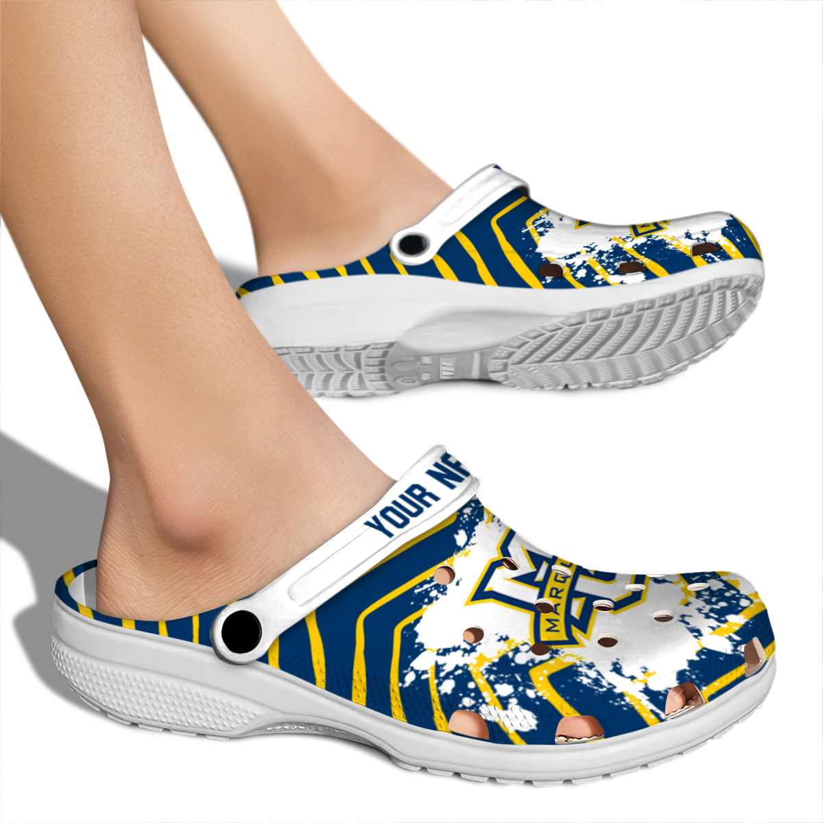 Marquette Golden Eagles NCAA Sport Crocs Crocband Clogs Shoes Comfortable For Men Women and Kids - Image 2