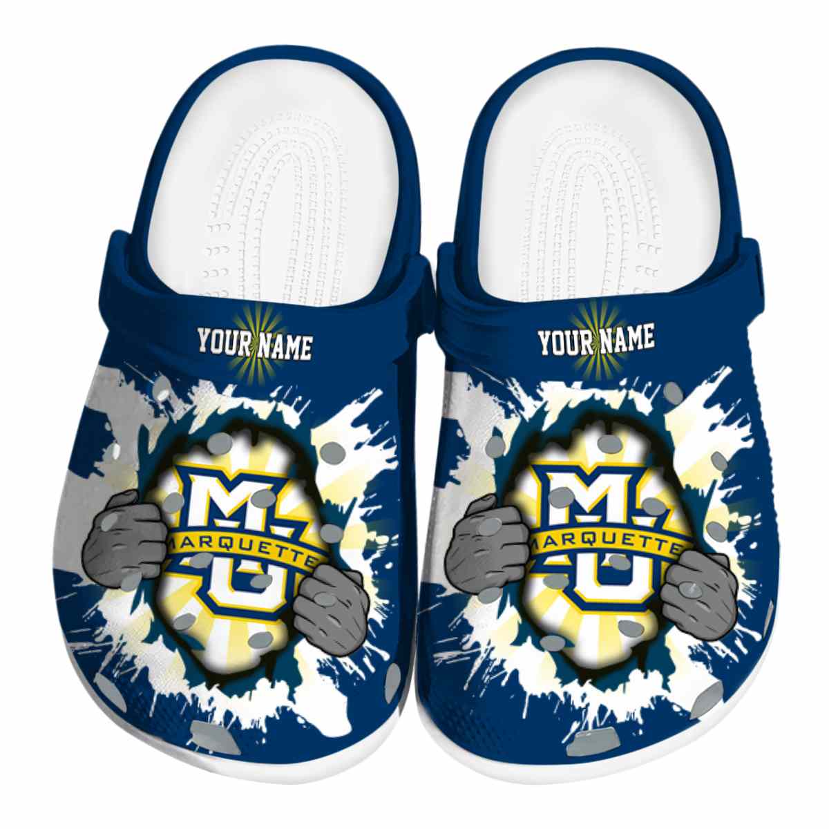Marquette Golden Eagles NCAA Sport Crocs Crocband Clogs Shoes Comfortable For Men Women and Kids