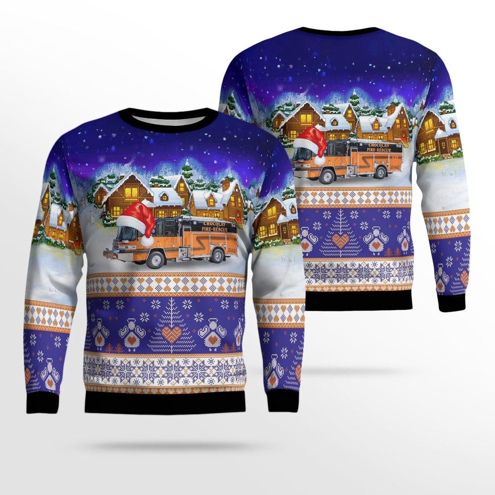 Marquette Michigan Chocolay Township Fire Department AOP Ugly Sweater Christmas Unisex Sweaters Gift For Christmas