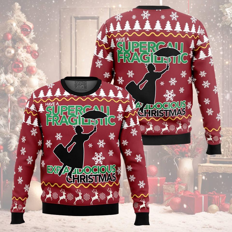 Marry Poppins Ugly Christmas Sweater, Women Christmas Sweater, Movie Character Xmas