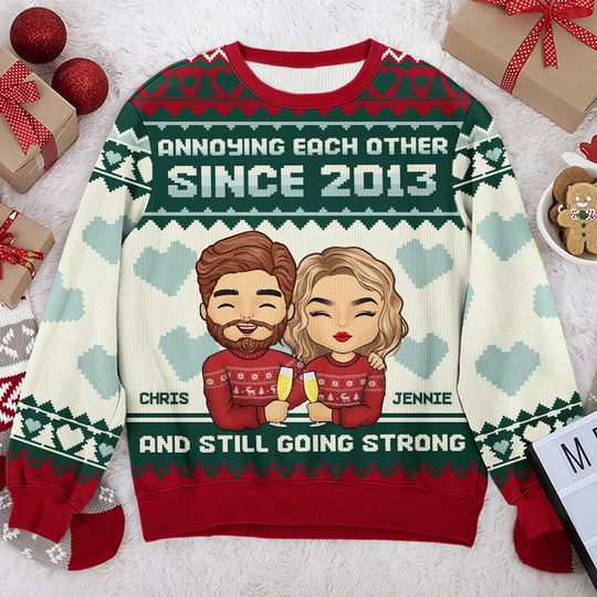 Marry Someone You Want To Annoy Forever - Couple Personalized Ugly Sweatshirt - Christmas Gift For Husband Wife, Anniversary - Image 4