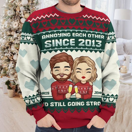 Marry Someone You Want To Annoy Forever - Couple Personalized Ugly Sweatshirt - Christmas Gift For Husband Wife, Anniversary - Image 6
