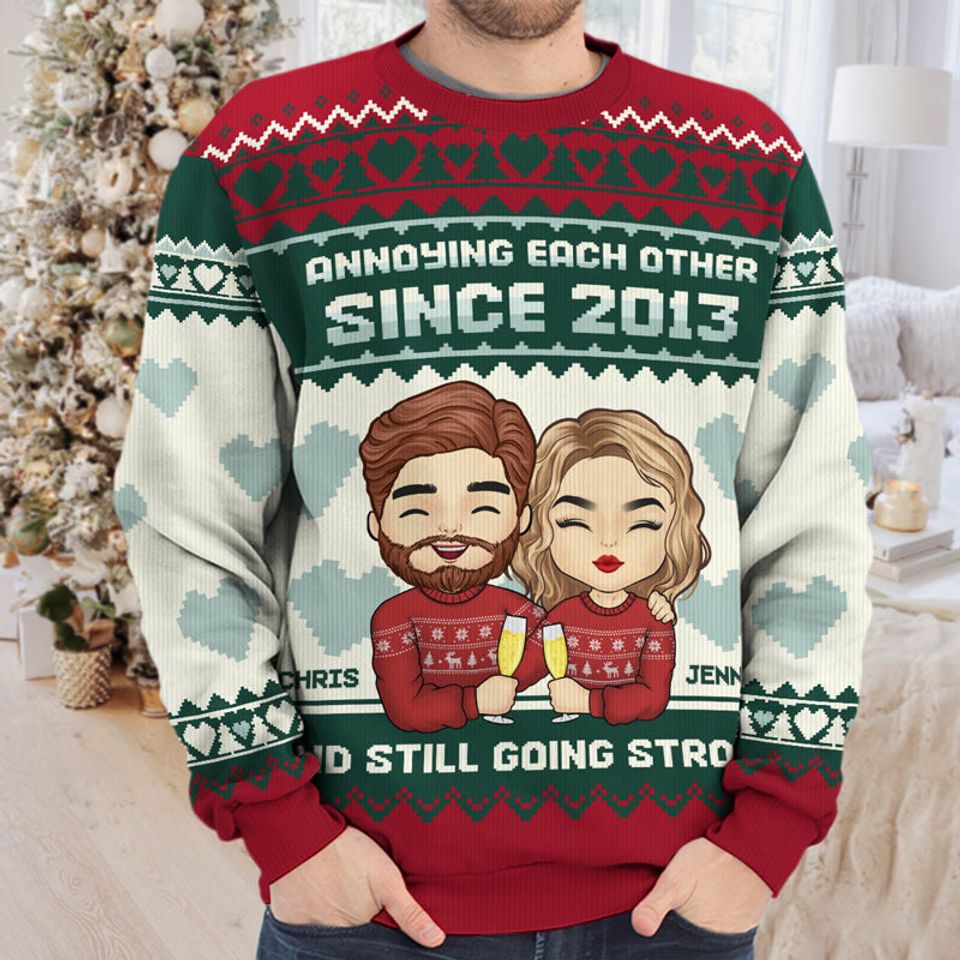 Marry Someone You Want To Annoy Forever Personalized Gift Custom Unisex Wool Ugly Christmas Sweatshirt - Image 3