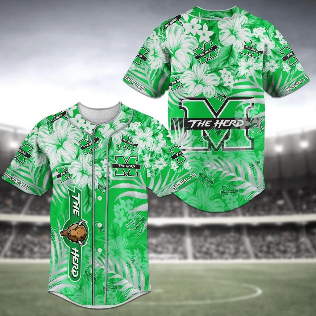 Marshall Thundering Herd Ncaa Baseball Jersey Shirt Flower