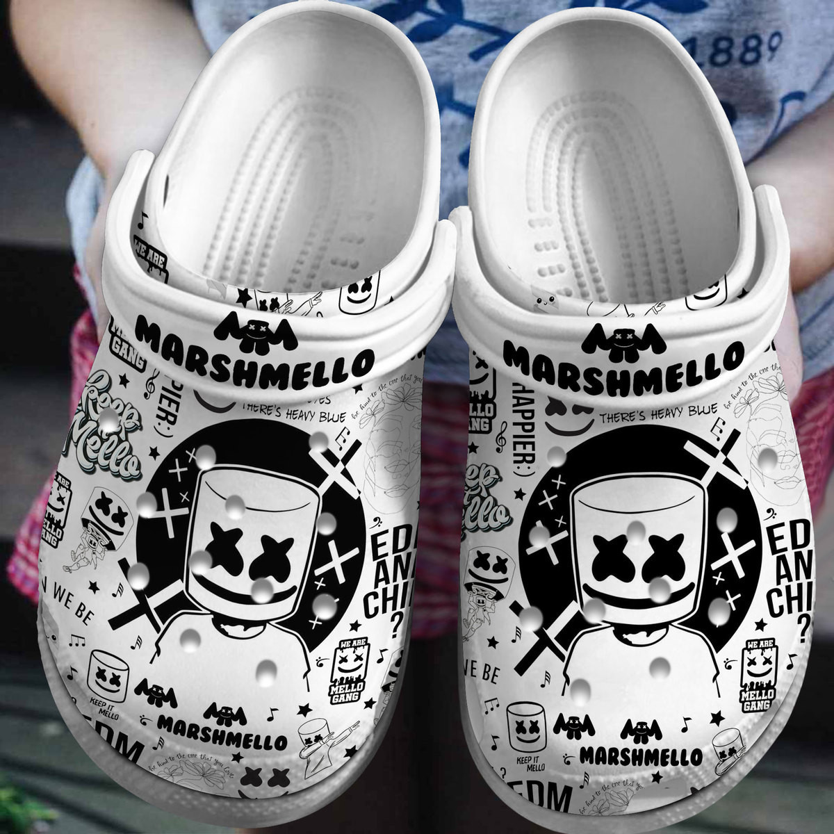 Marshmello Music Crocs Crocband Clogs Shoes Comfortable For Men Women and Kids
