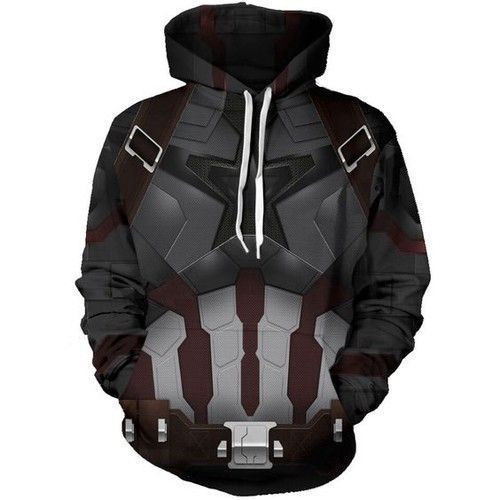 Marvel Captain America Zip 3D All Over Print Hoodie, Zip Hoodie