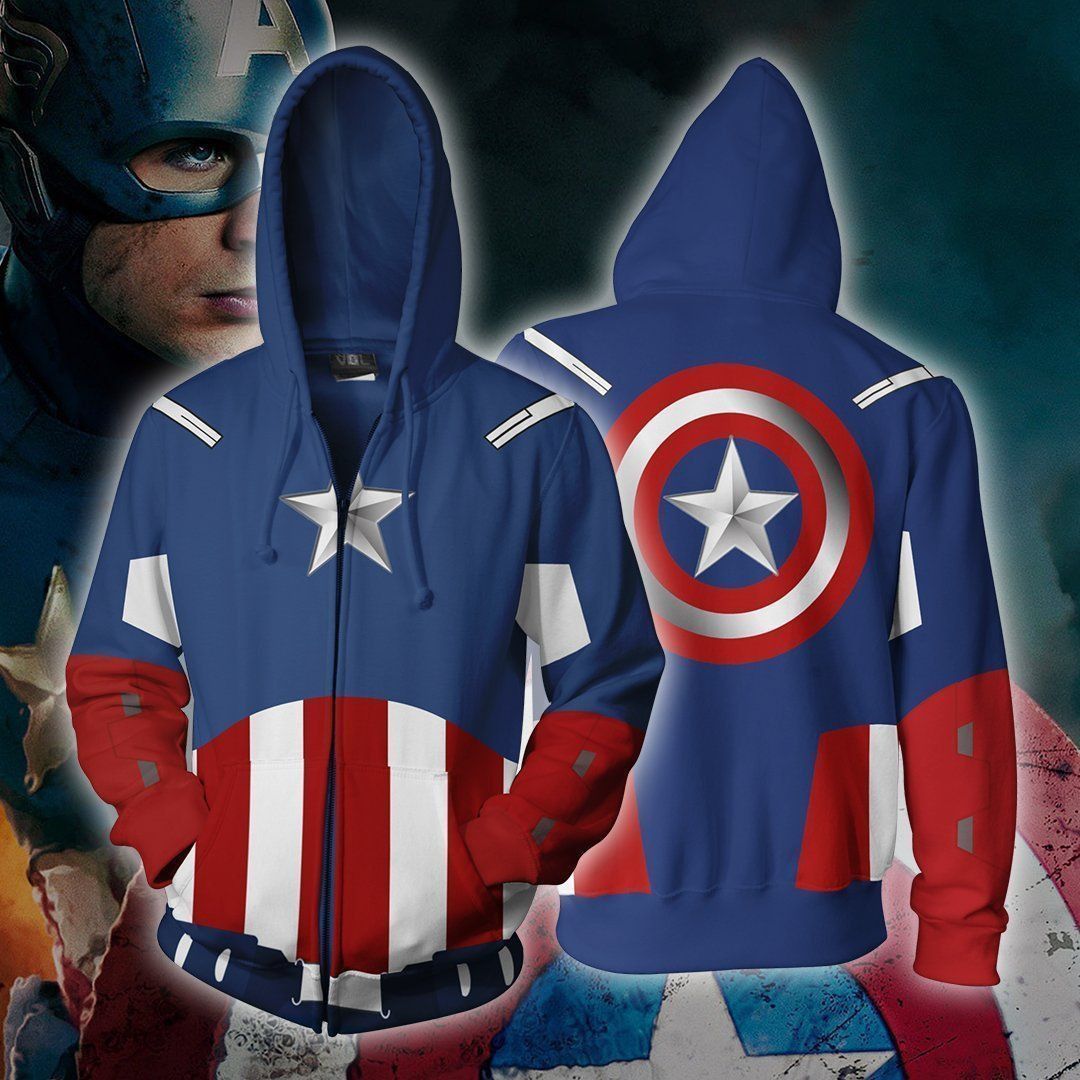 MARVEL COMICS Captain America Avengers Cosplay 3D All Over Print Hoodie, Zip Hoodie