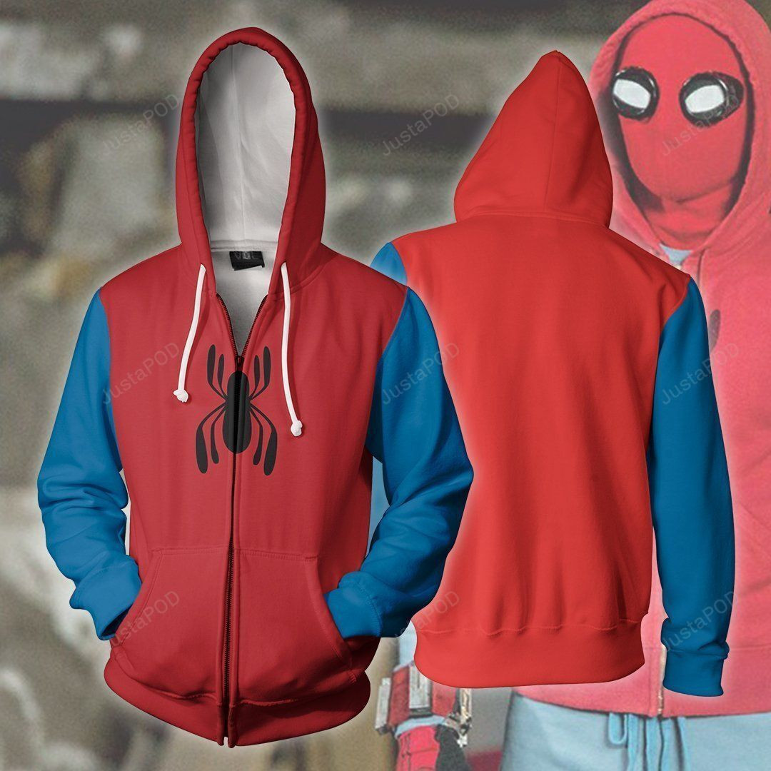 MARVEL COMICS Homecoming Spider-Man Cosplay 3D All Over Print Hoodie, Zip Hoodie