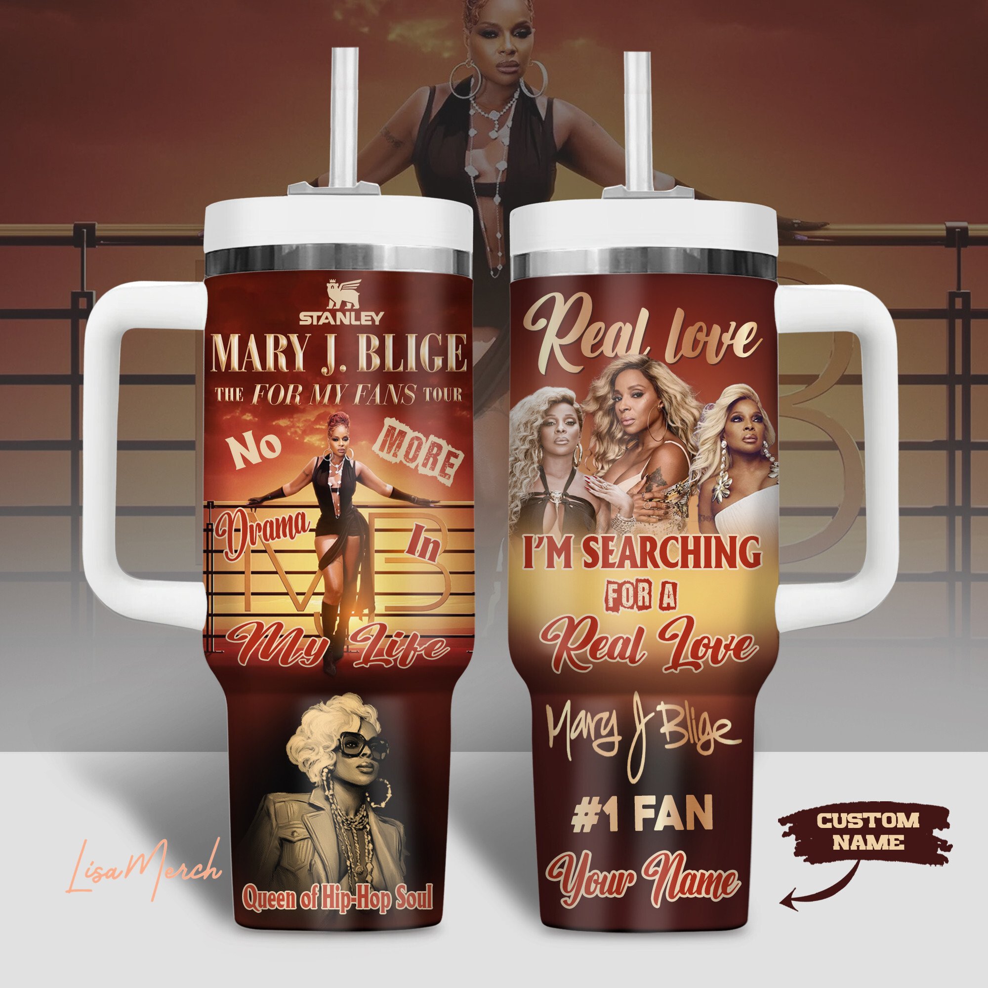 Mary J. Blige Music Custom Stanley Cup 40 oz 30 oz Tumbler With HandleTVC2301279