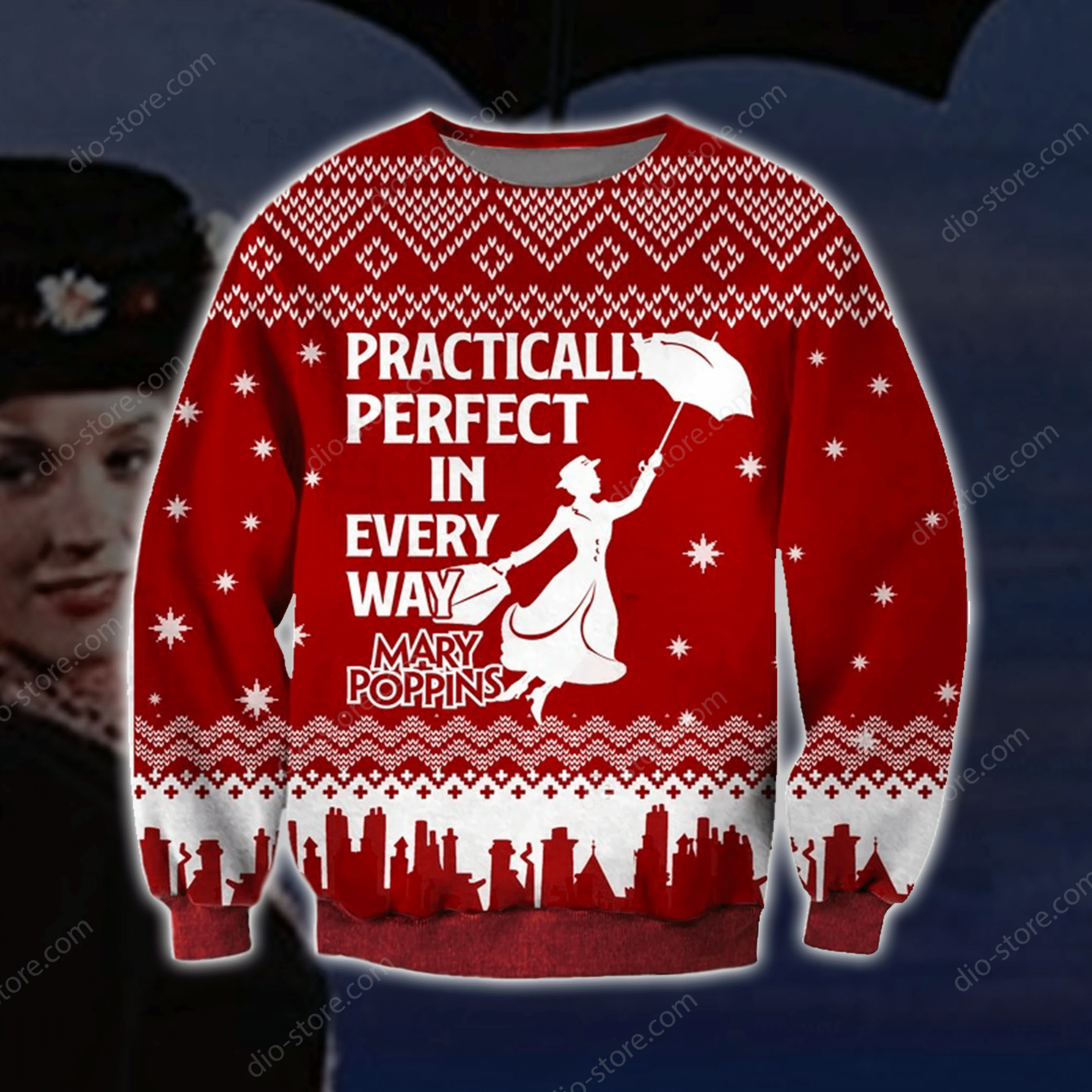 Mary Poppins Knitting Pattern 3D Print Ugly Christmas Sweater Adult 3D Funny Matching for family