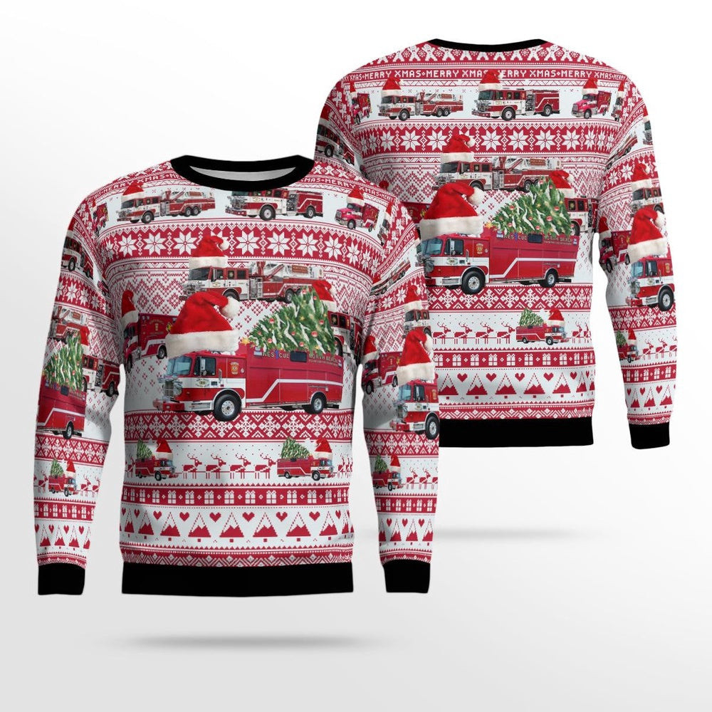 Maryland North Beach Volunteer Fire Department Christmas Ugly Sweater Christmas Unisex Sweaters Gift For Christmas