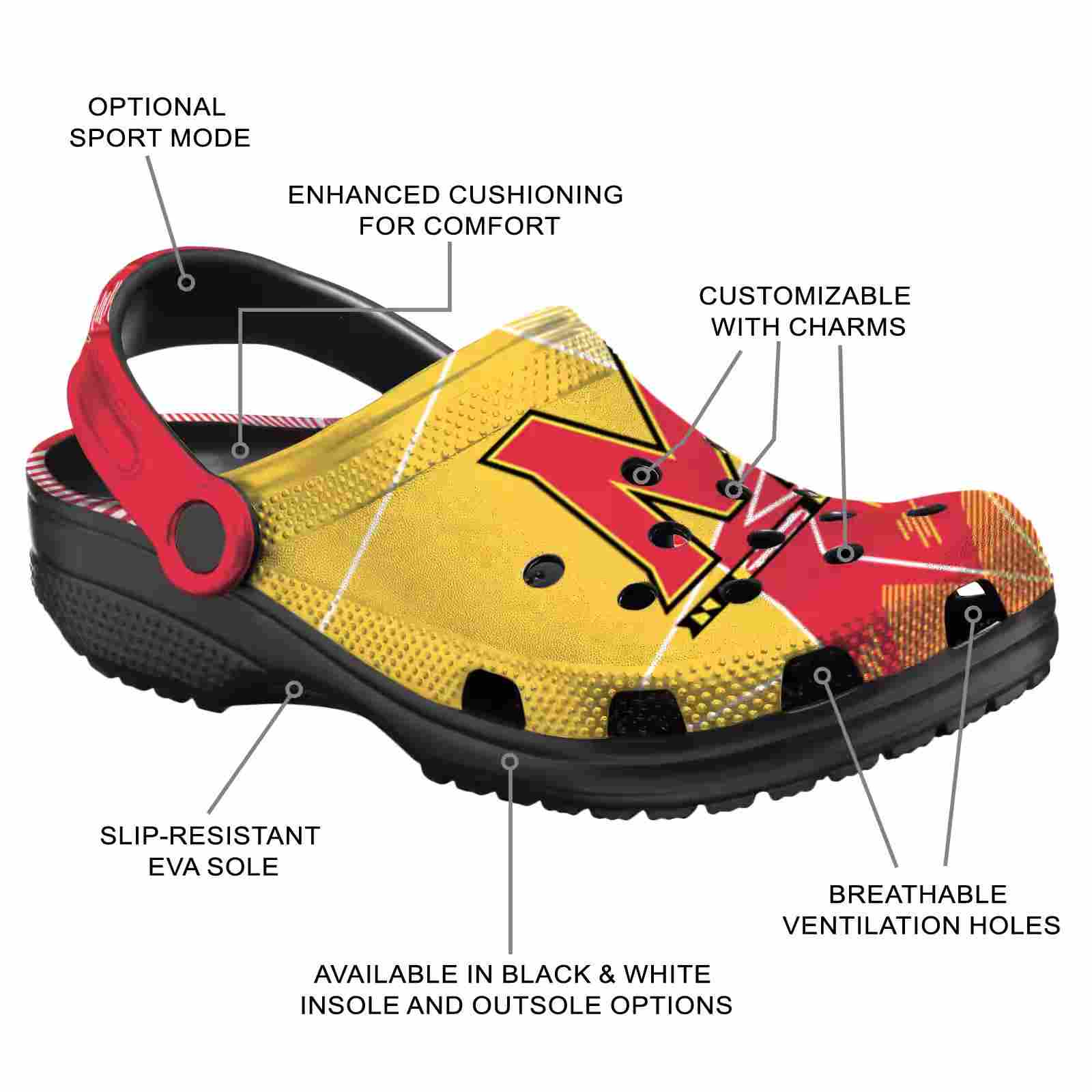 Maryland Terrapins Geometric Background ClogTVC1801819 - Image 5