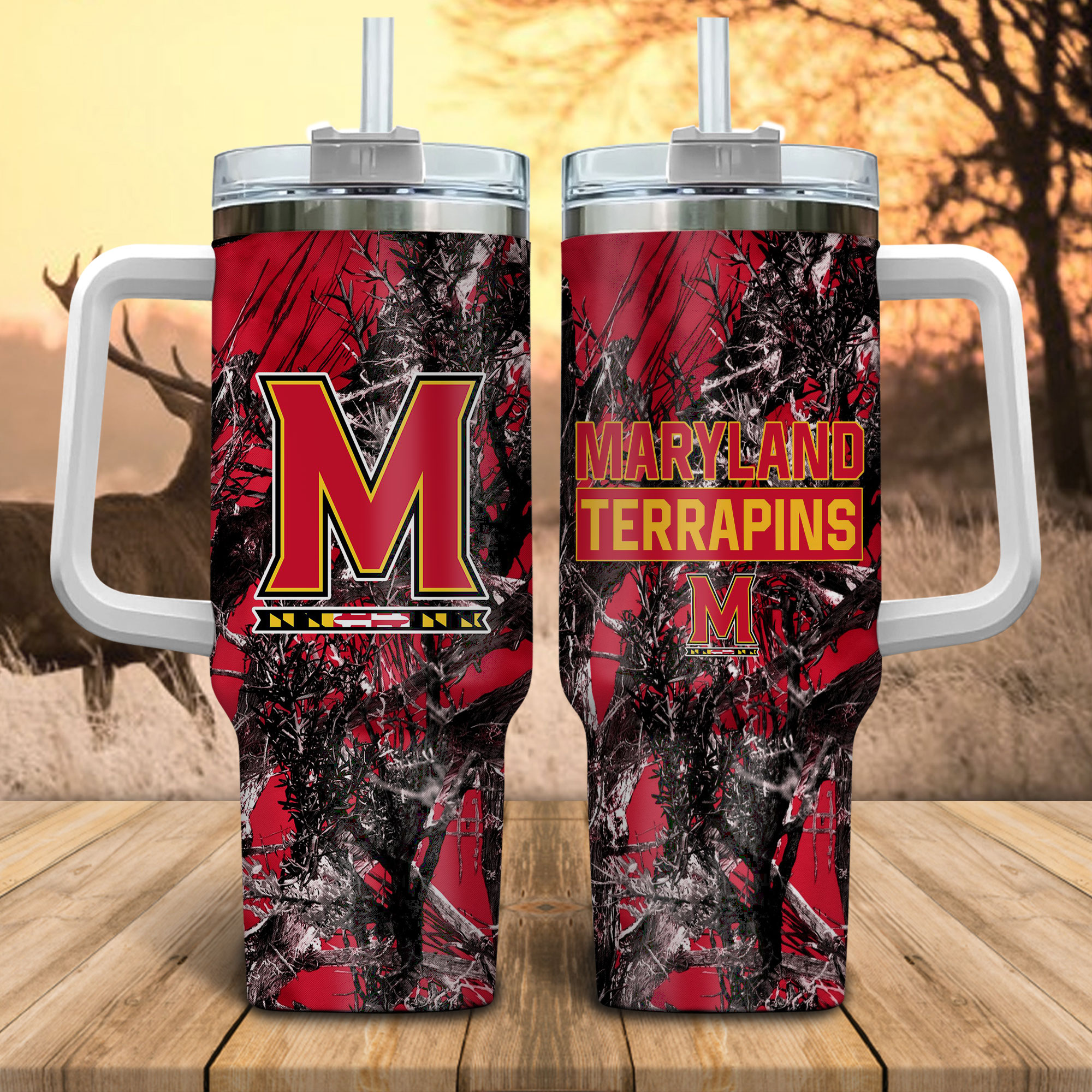 Maryland Terrapins NCAA Hunting Custom Stanley Cup 40 oz 30 oz Tumbler With HandleTVC230115