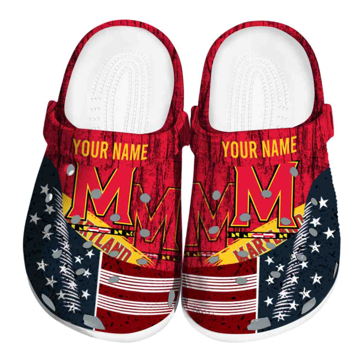 Maryland Terrapins NCAA Sport Crocs Crocband Clogs Shoes Comfortable For Men Women and Kids