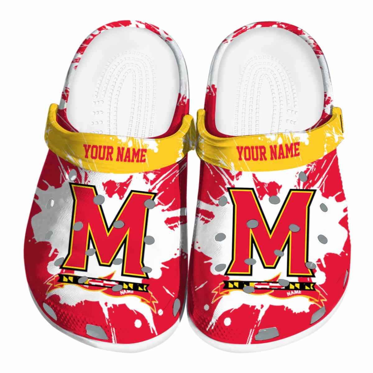 Maryland Terrapins NCAA Sport Crocs Crocband Clogs Shoes Comfortable For Men Women and Kids