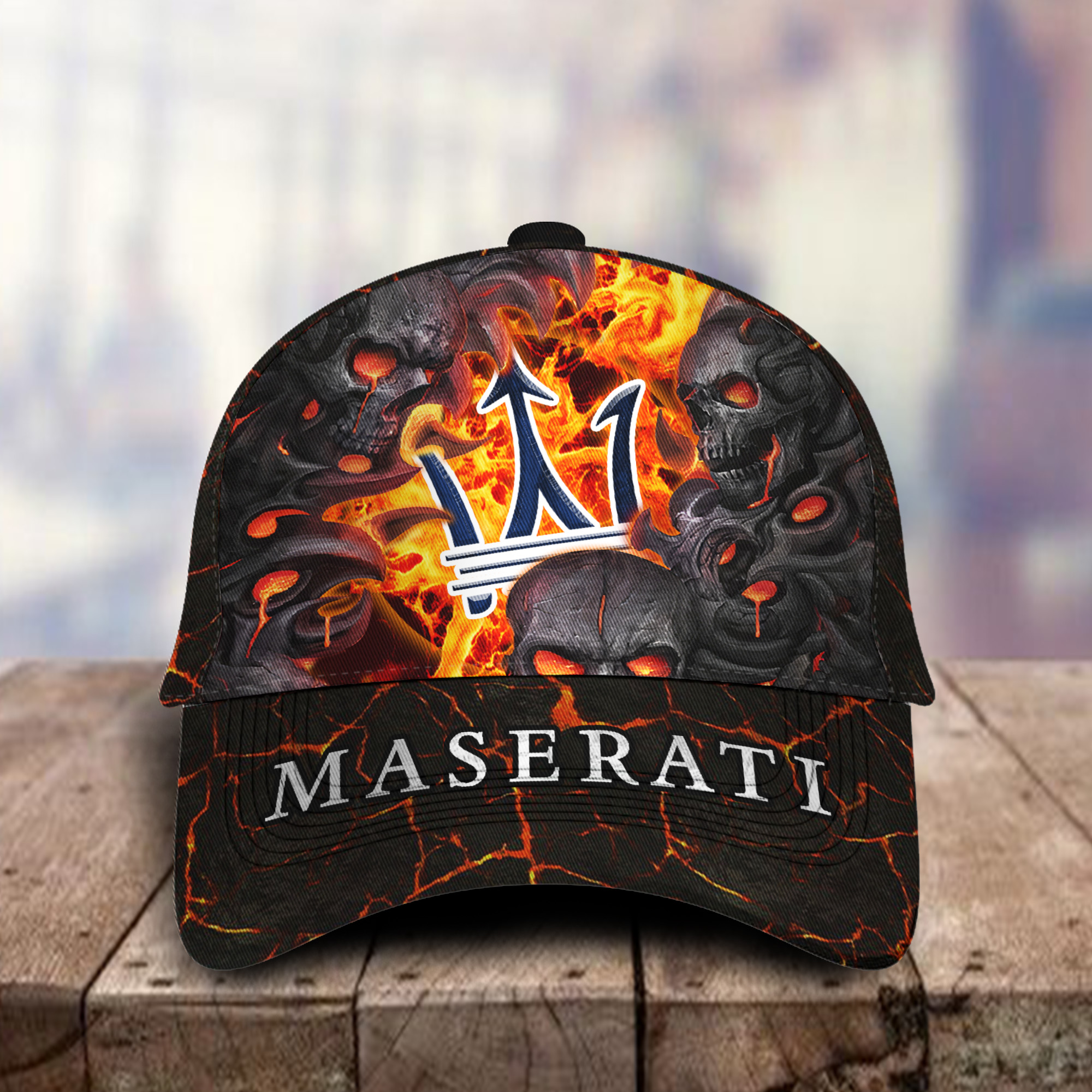 Maserati 3D Classic Cap Skull Fire Car Motor Brand Hats Trucker Hats Custom Hats Gifts For Men & Women