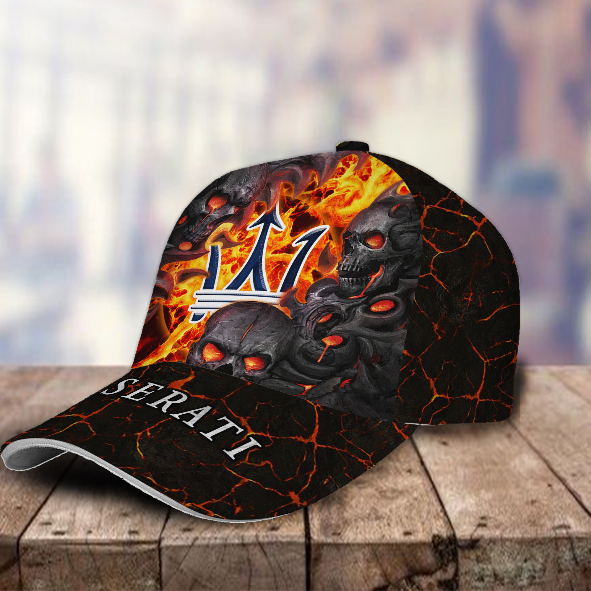 Maserati 3D Classic Cap Skull Fire Car Motor Brand Hats Trucker Hats Custom Hats Gifts For Men & Women