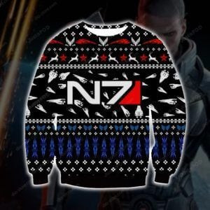 Mass Effect N7 Ugly Christmas Sweater Adult 3D Funny Matching for family