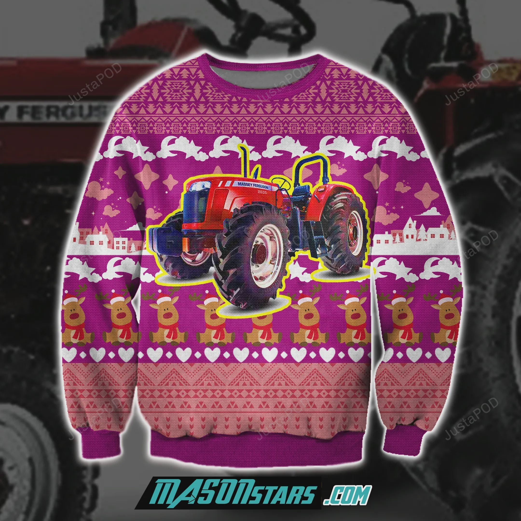 Massey Ferguson Tractor 3D Print Ugly Christmas Sweater Adult 3D Funny Matching for family