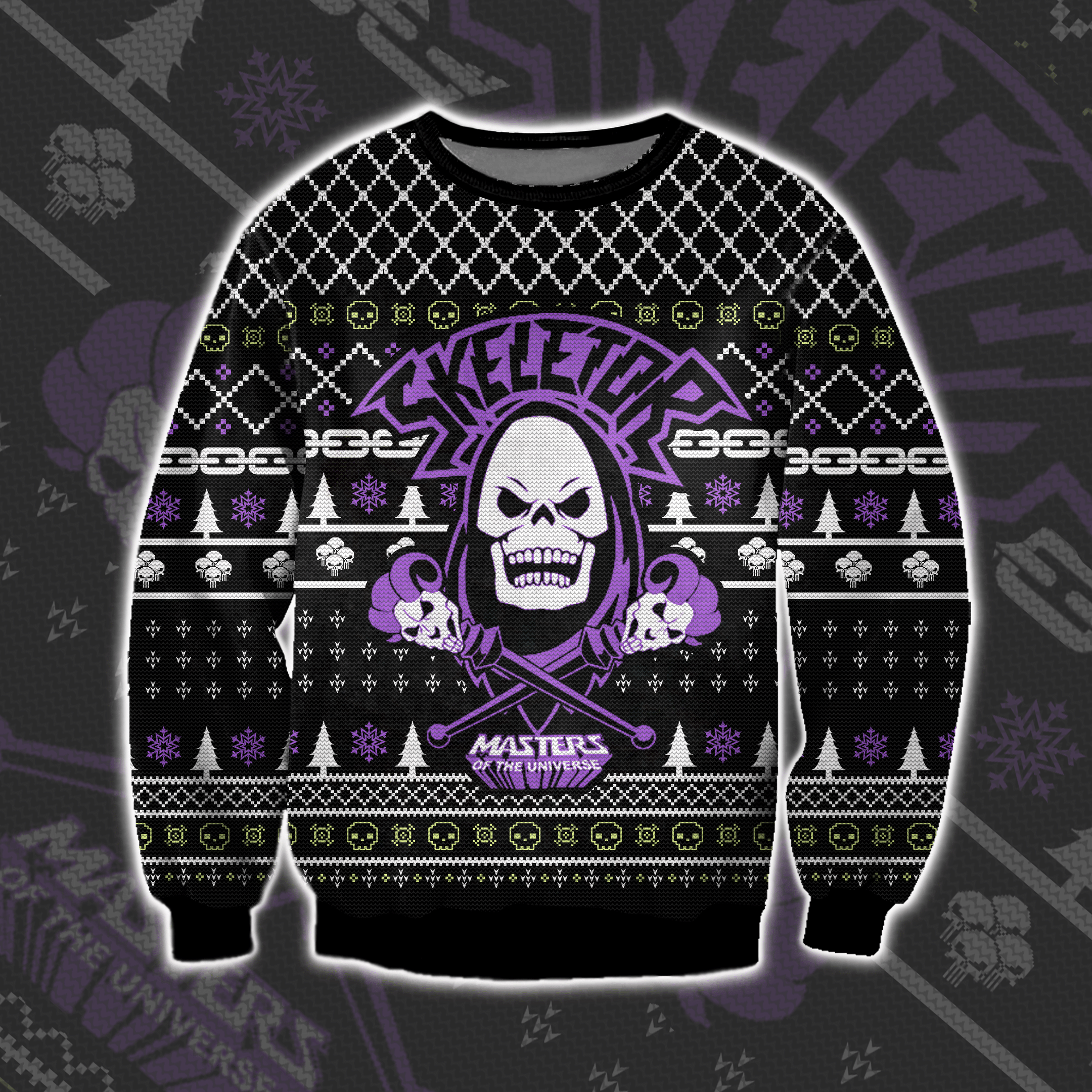 Masters Of The Universe Skeletor 3D Print Ugly Christmas Sweater Adult 3D Funny Matching for family