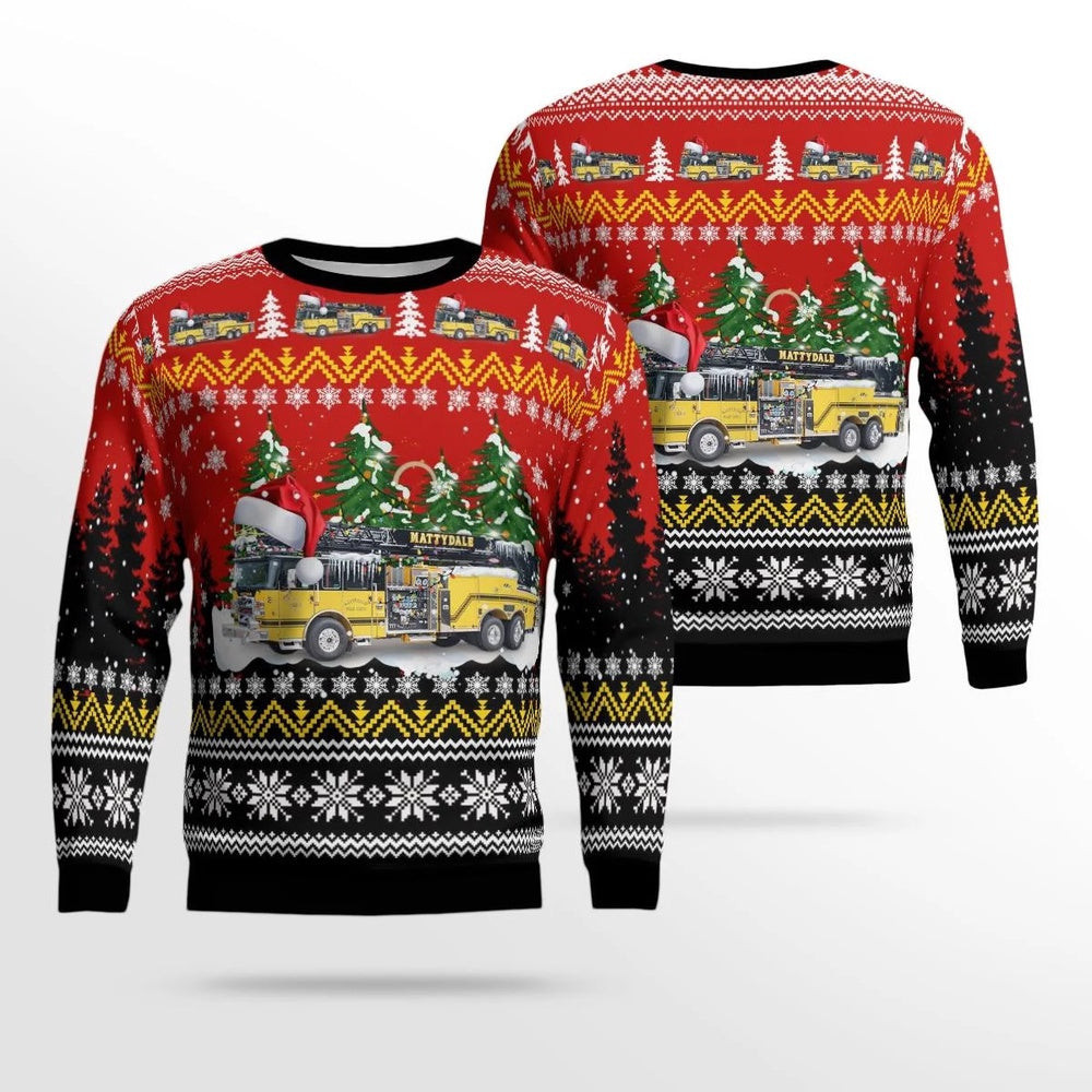 Mattydale Fire Department Mattydale New York Christmas AOP Ugly Sweater Christmas Unisex Sweaters Gift For Christmas