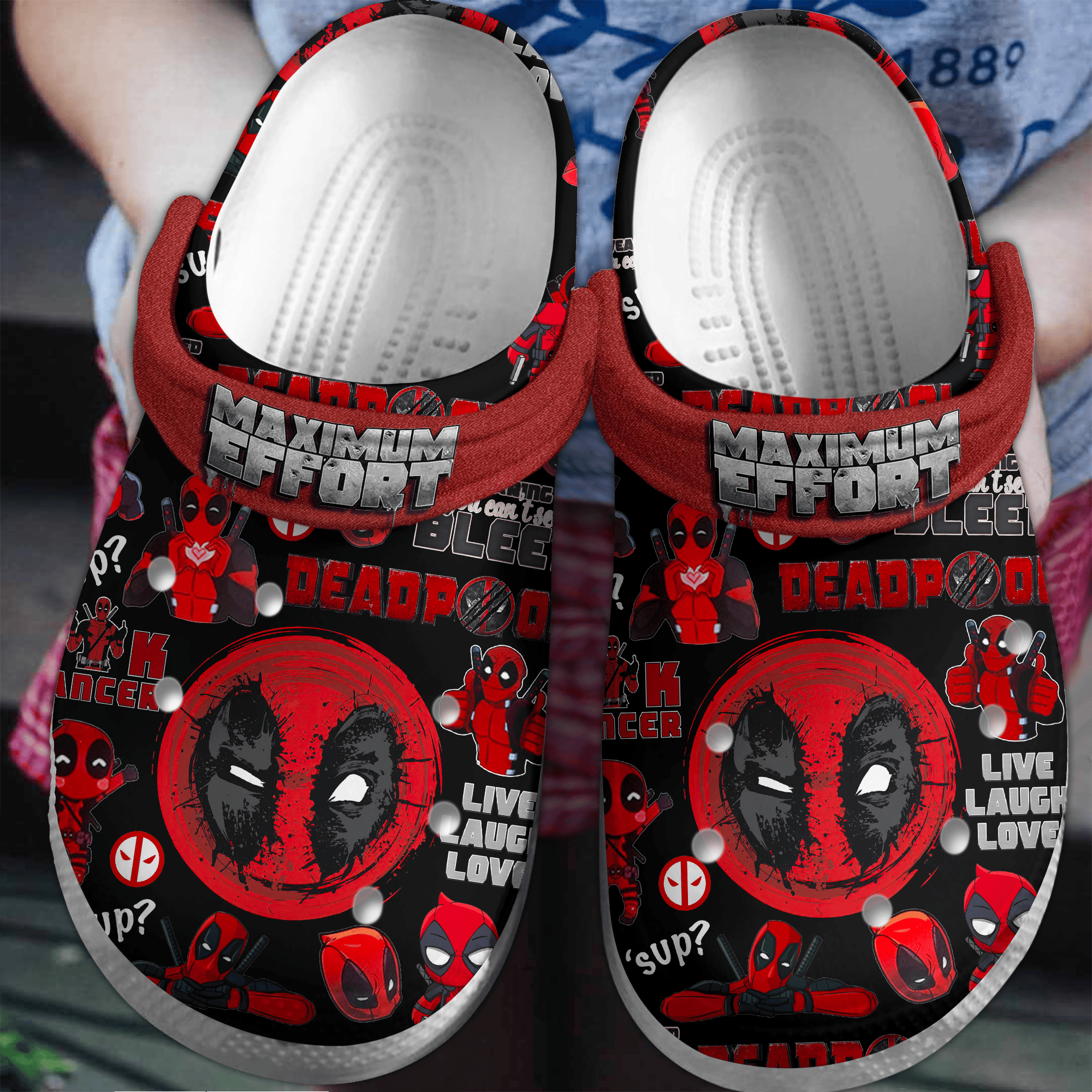 Maximum Effort Deadpool Movie Crocs Crocband Clogs Shoes Comfortable For Men Women and Kids