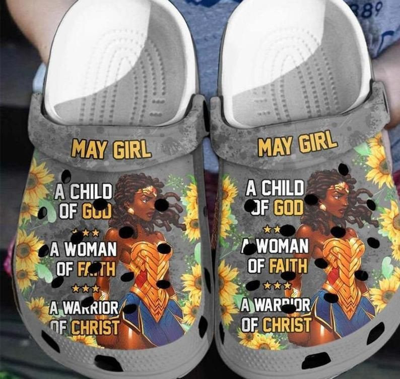 May Girl A Child Of God Birth Month Gift Back Girl Rubber clog Shoes Comfy Footwear