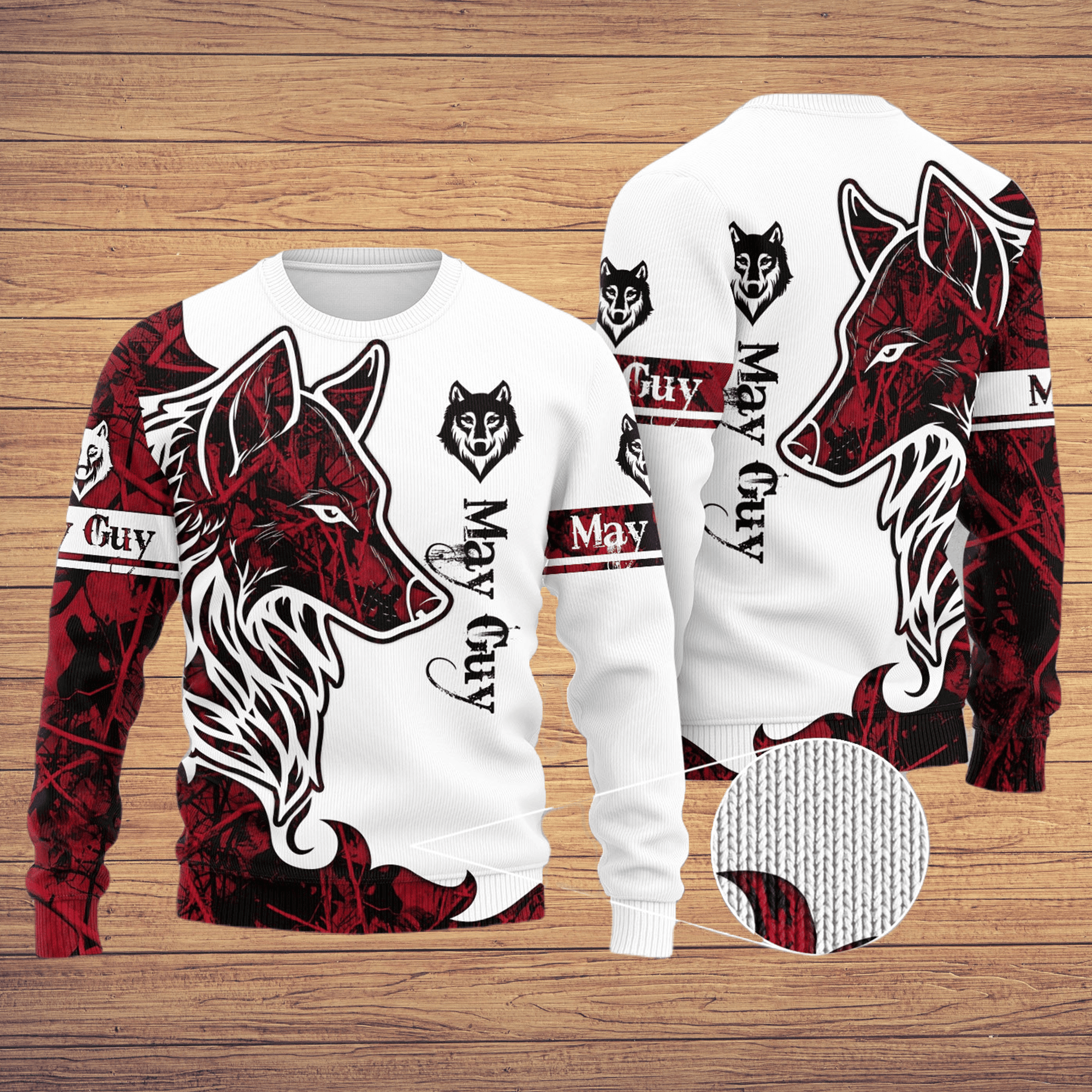 May Wolf Ugly Christmas Sweater Adult 3D Funny Matching for family