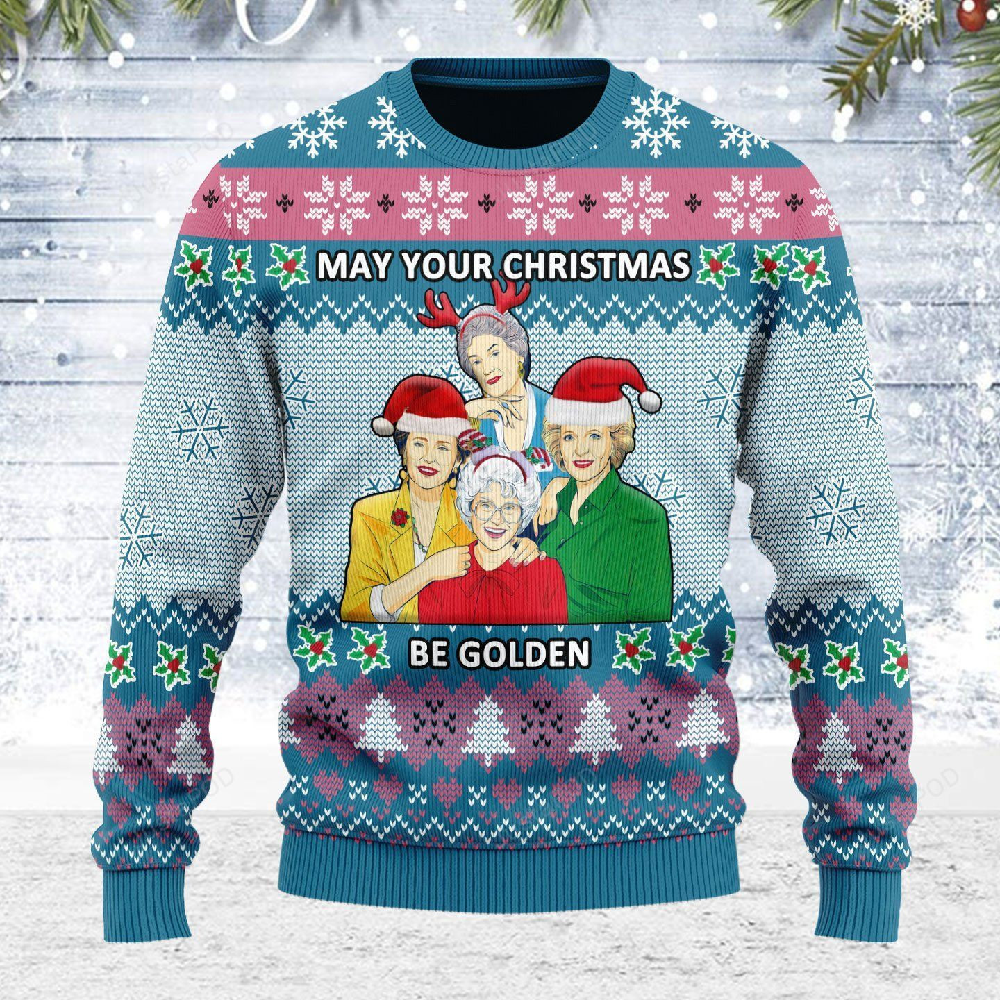 May Your Christmas Be Golden Ugly Christmas Sweater Adult 3D Funny Matching for family