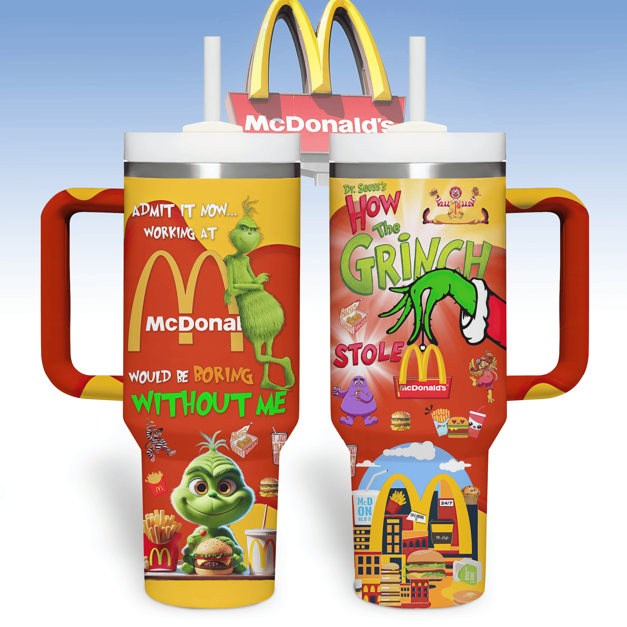 McDonaldâ€™s Grinch Food Custom Stanley Cup 40 oz 30 oz Tumbler With HandleTVC2301344