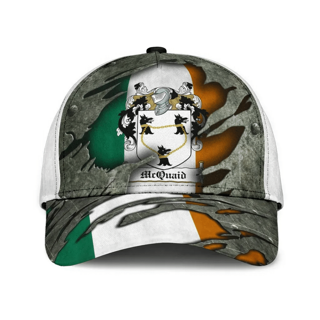 Mcquaid Coat Of Arms - Irish Family Crest Hat Classic Cap 3D Trucker Hats Custom Hats Gifts For Men & Women