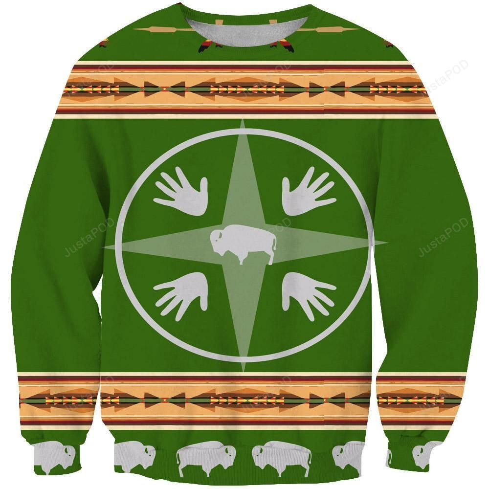 Medicine Wheels Bisons Ugly Christmas Sweater Adult 3D Funny Matching for family