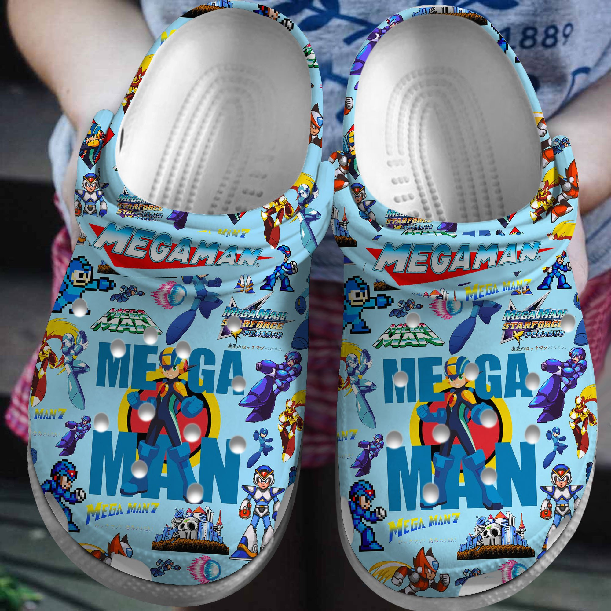 Mega Man Game Crocs Crocband Clogs Shoes Comfortable For Men Women and Kids
