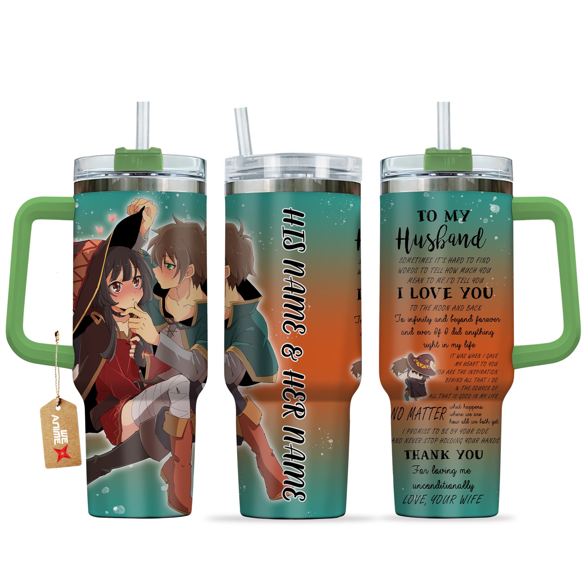 Megumin & Kazuma Konosuba Anime Valentine Custom Stanley Cup 40 oz 30 oz Tumbler With HandleTVC2301169