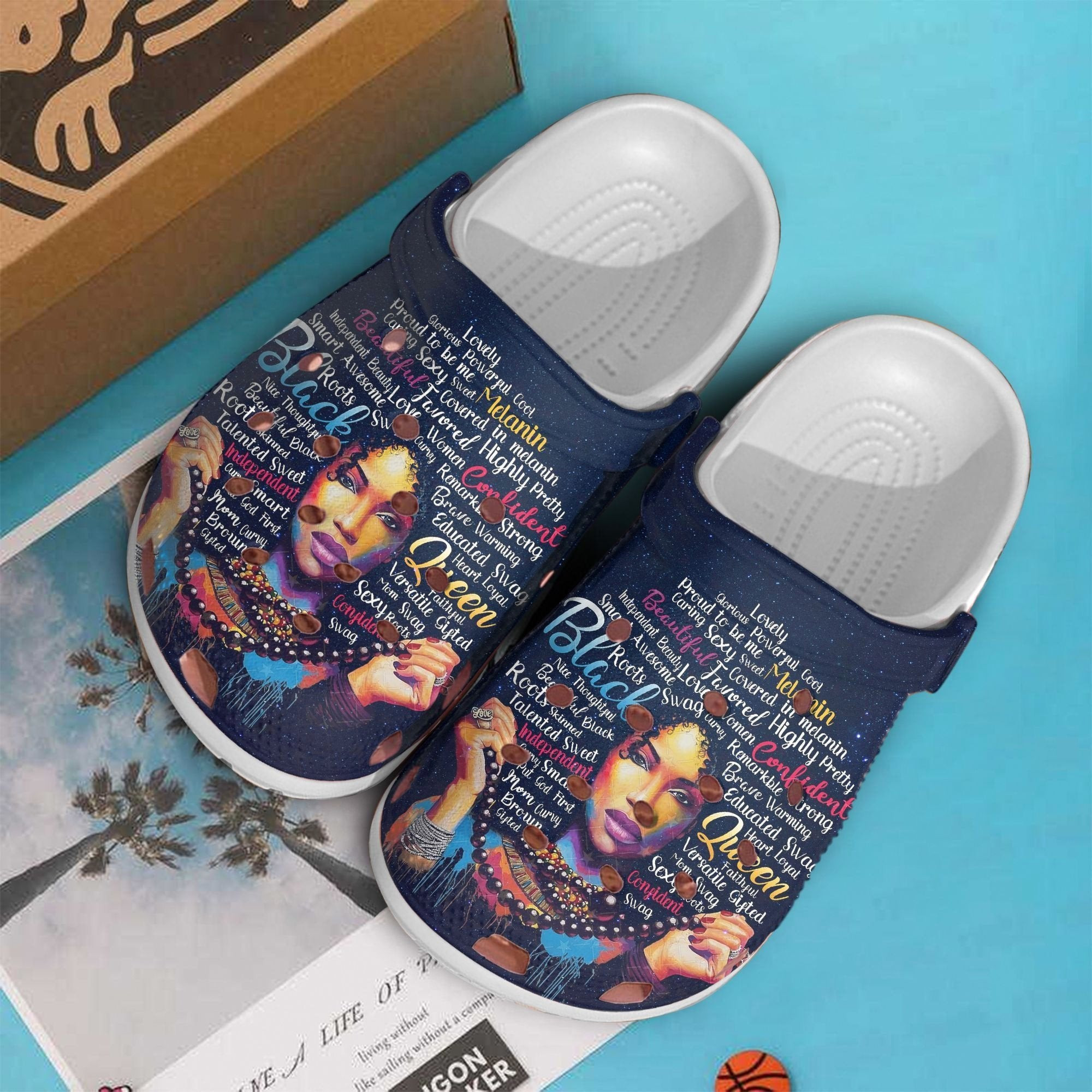 Melanin Queen Black Women Shoes Clogs - Afro Hair Black Girl Birthday Gift