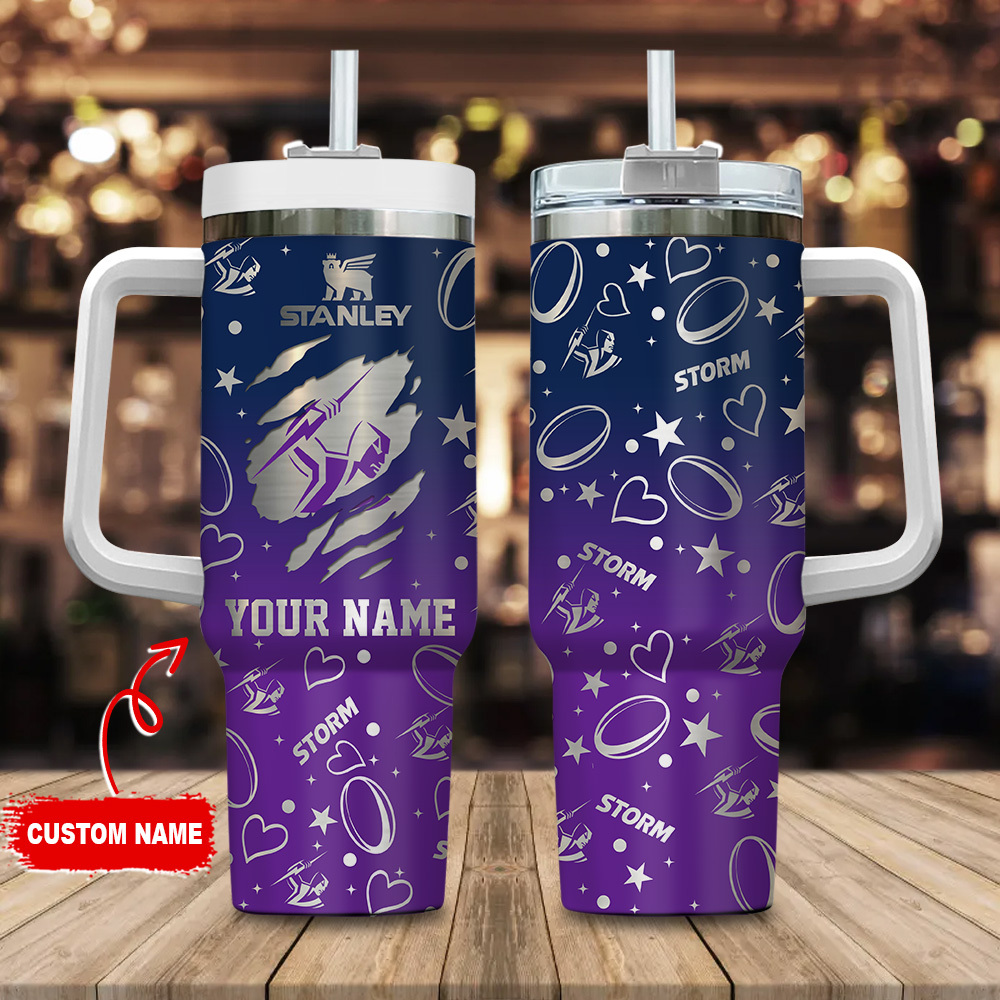 Melbourne Storm NRL Silver Logo Custom Stanley Cup 40 oz 30 oz Tumbler With HandleTVC2301180
