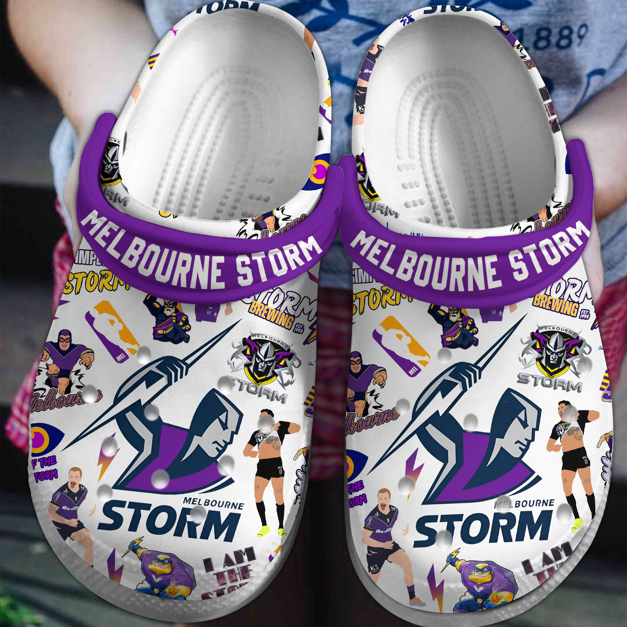 Melbourne Storm NRL Sport Crocs Crocband Clogs Shoes Comfortable For Men Women and Kids