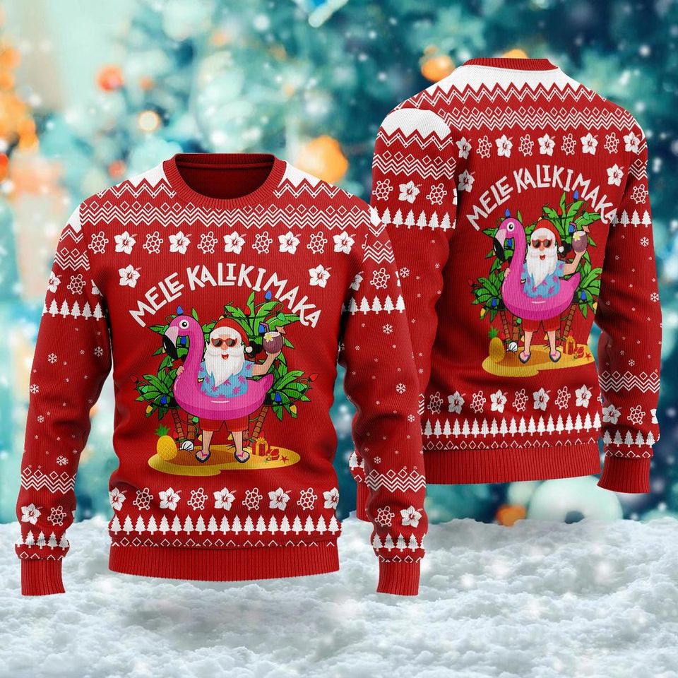 Mele Kalikimaka 3D All Over Printed T-shirt, Hawaiian Santa - Image 2