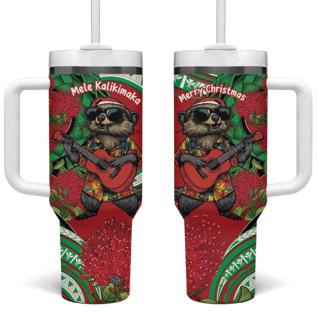 Mele Kalikimaka Hawaii Mongoose Santa With Ohia Lehua Custom Stanley Cup 40 oz 30 oz Tumbler With HandleTVC2301389