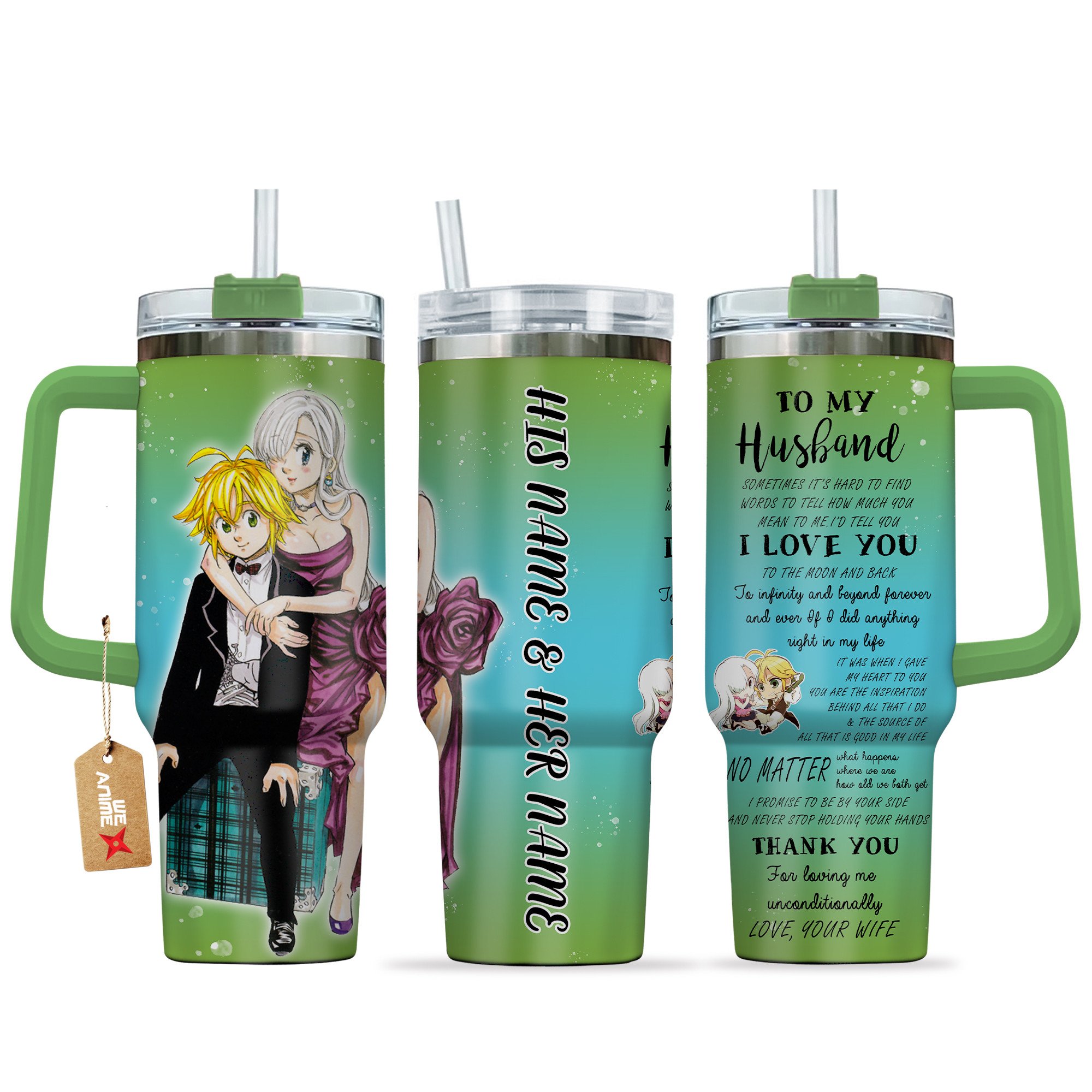Meliodas & Elizabeth The Seven Deadly Sins Anime Valentine Custom Stanley Cup 40 oz 30 oz Tumbler With HandleTVC2301168