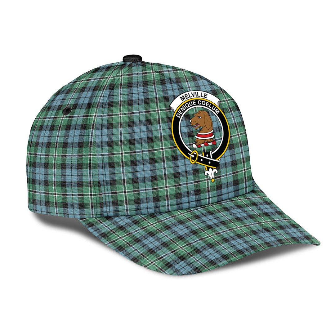 Melville Tartan Baseball Cap, Tartan Plaid Cap with Family Crest K23 Trucker Hats Custom Hats Gifts For Men & Women
