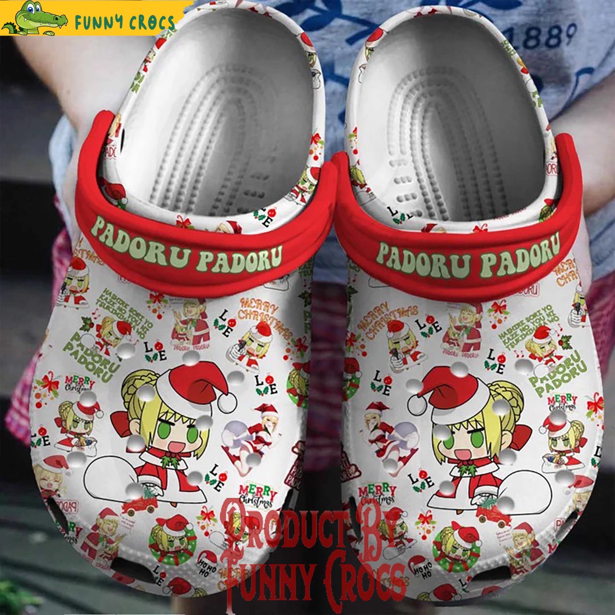 Meme Padoru Padoru Cartoon Christmas Crocs Crocband Clogs Shoes Comfortable For Men Women and Kids