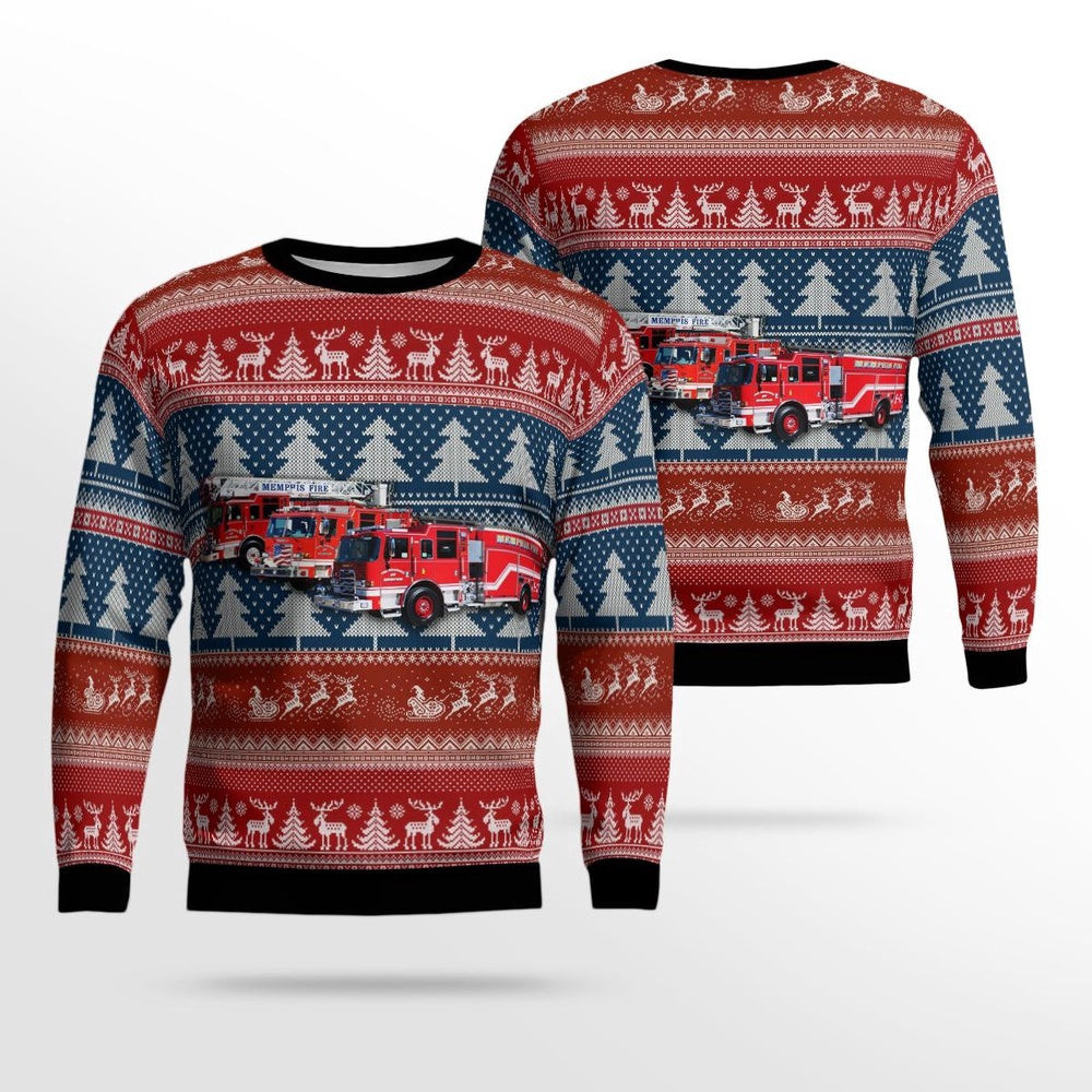 Memphis Tennessee Memphis Fire Department AOP Ugly Sweater Christmas Unisex Sweaters Gift For Christmas