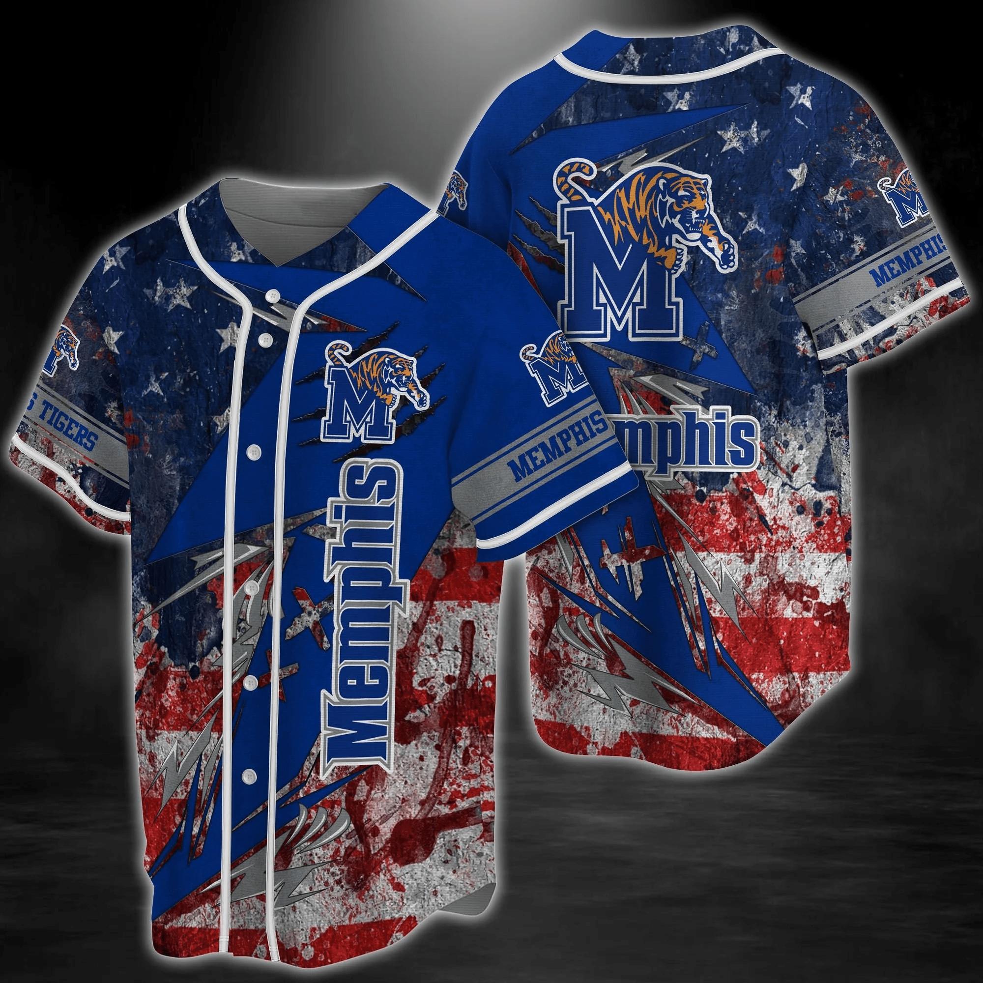 Memphis Tigers Ncaa Baseball Jersey Shirt Us Flag