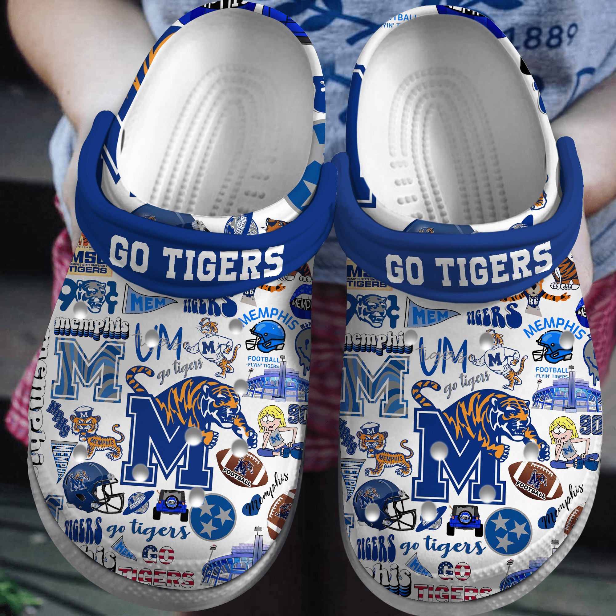 Memphis Tigers NCAA Sport Crocs Crocband Clogs Shoes Comfortable For Men Women and Kids