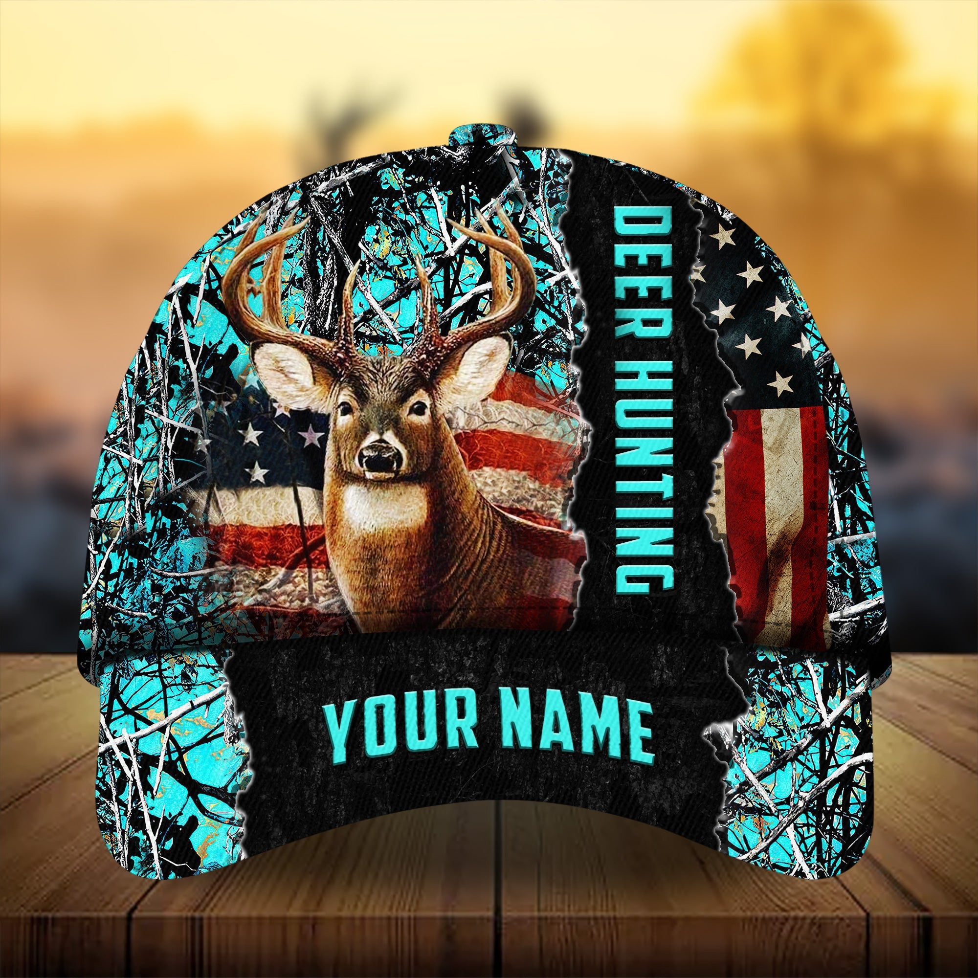 Men's American Flag Camouflage Deer Hunting Hats 3D Multicolored Personalized Trucker Hats Custom Hats Gifts For Men & Women